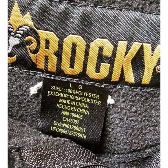 Rocky Men's Large Black Fleece Full Zip Pockets Embroidered Logo Jacket Vest - Picture 11 of 13